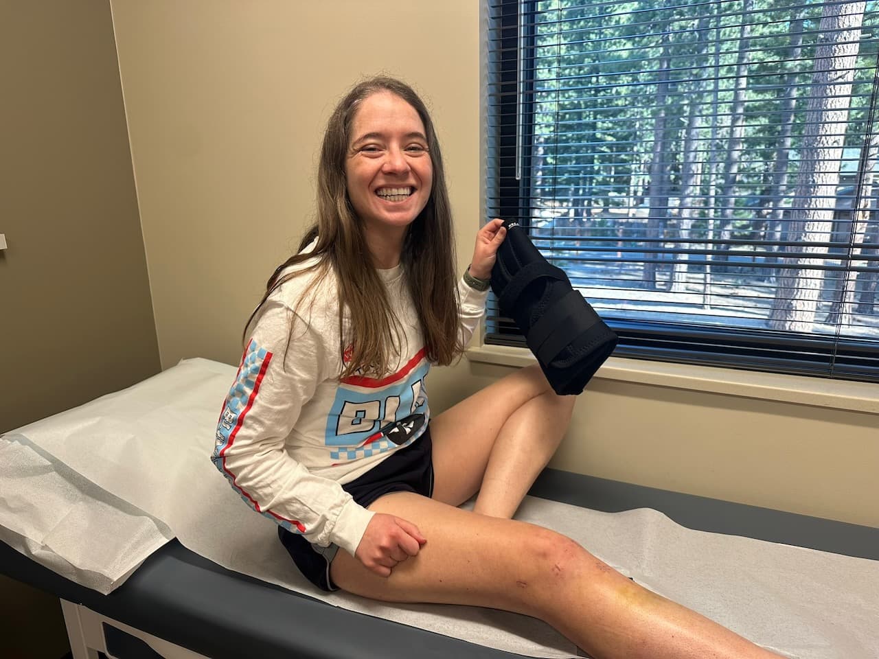 Madison absolutely giddy to receive a much more manageable knee brace for the Japan trip