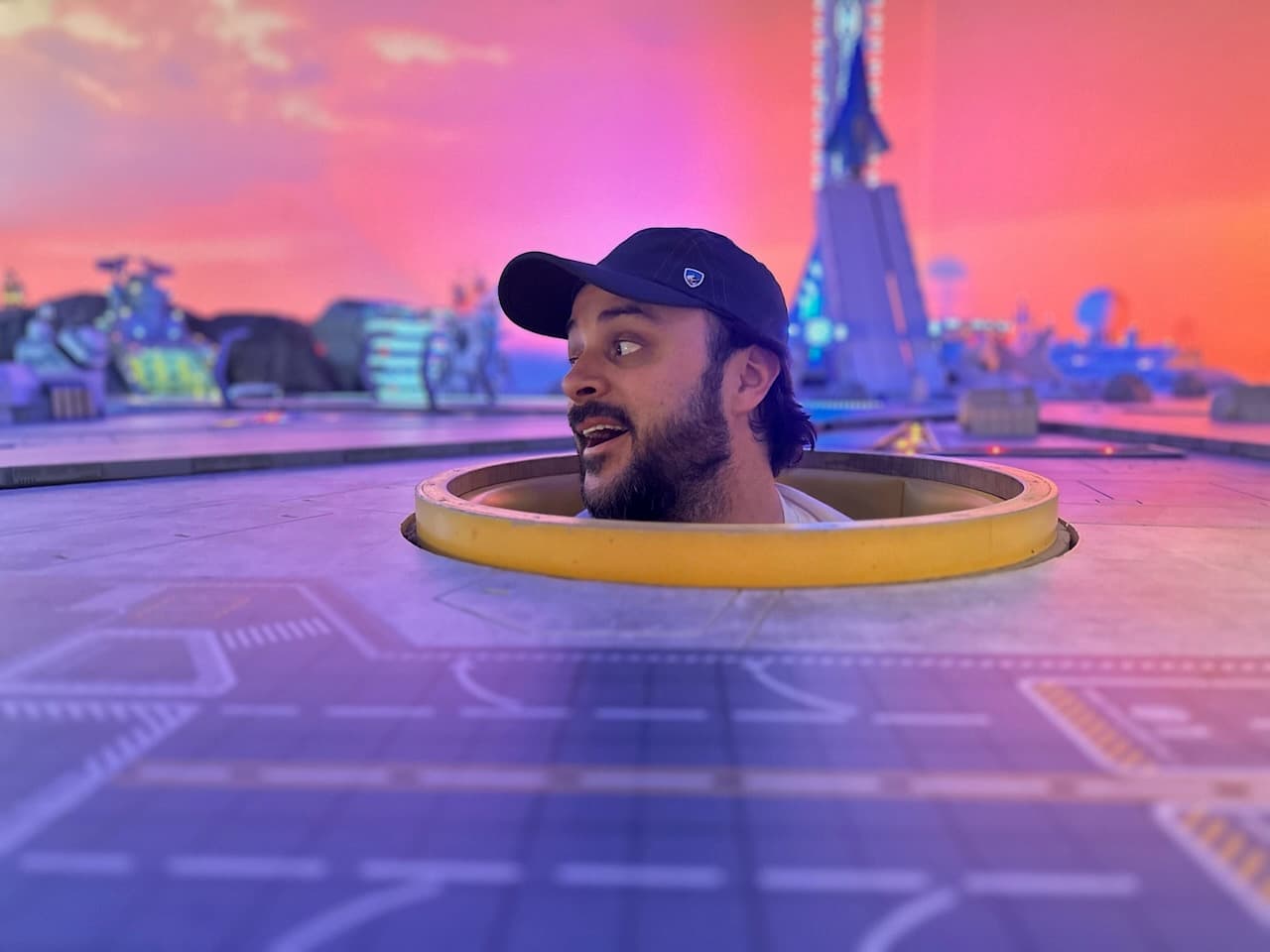 Shawn popping into the middle of a miniatures exhibit at the Small World Museum in Tokyo, Japan