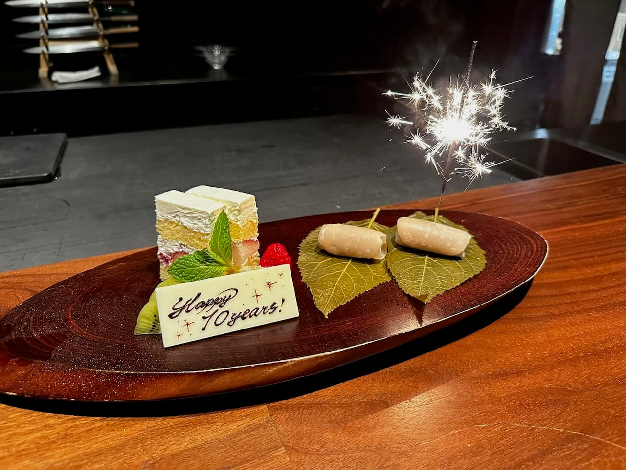 A surprise dessert from our dinner at Shuhari in Nagoya, Japan