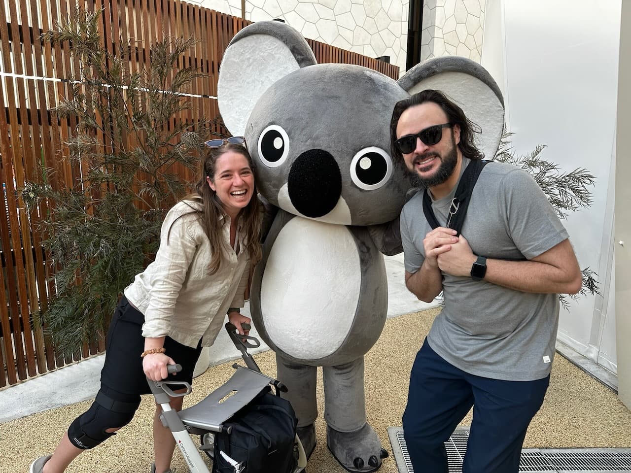 Meeting the mascot of the Australian Pavilion at the World Expo in Osaka, Japan