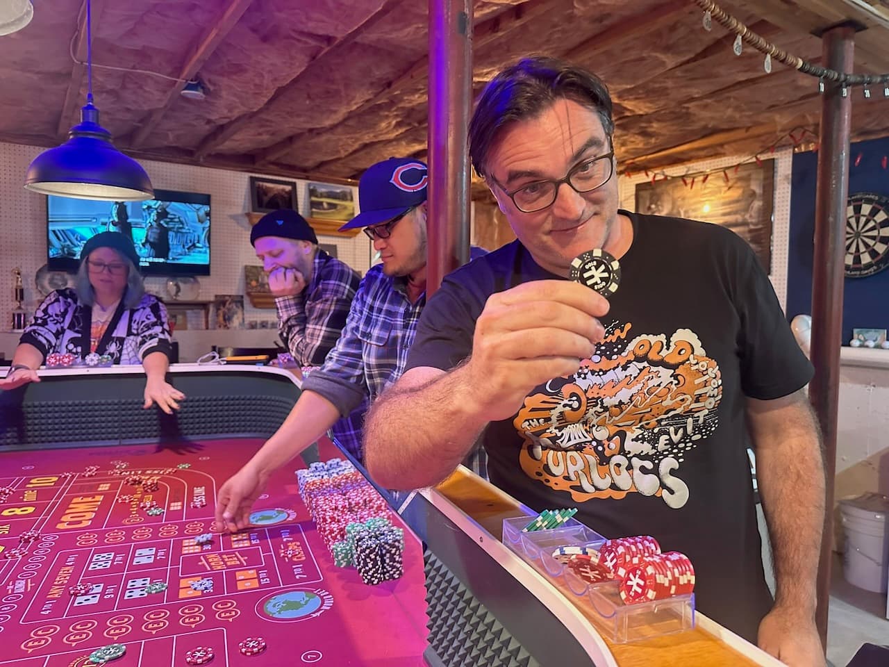 Turbo turned out to be very good at craps at Jimmy's basement table in Maine