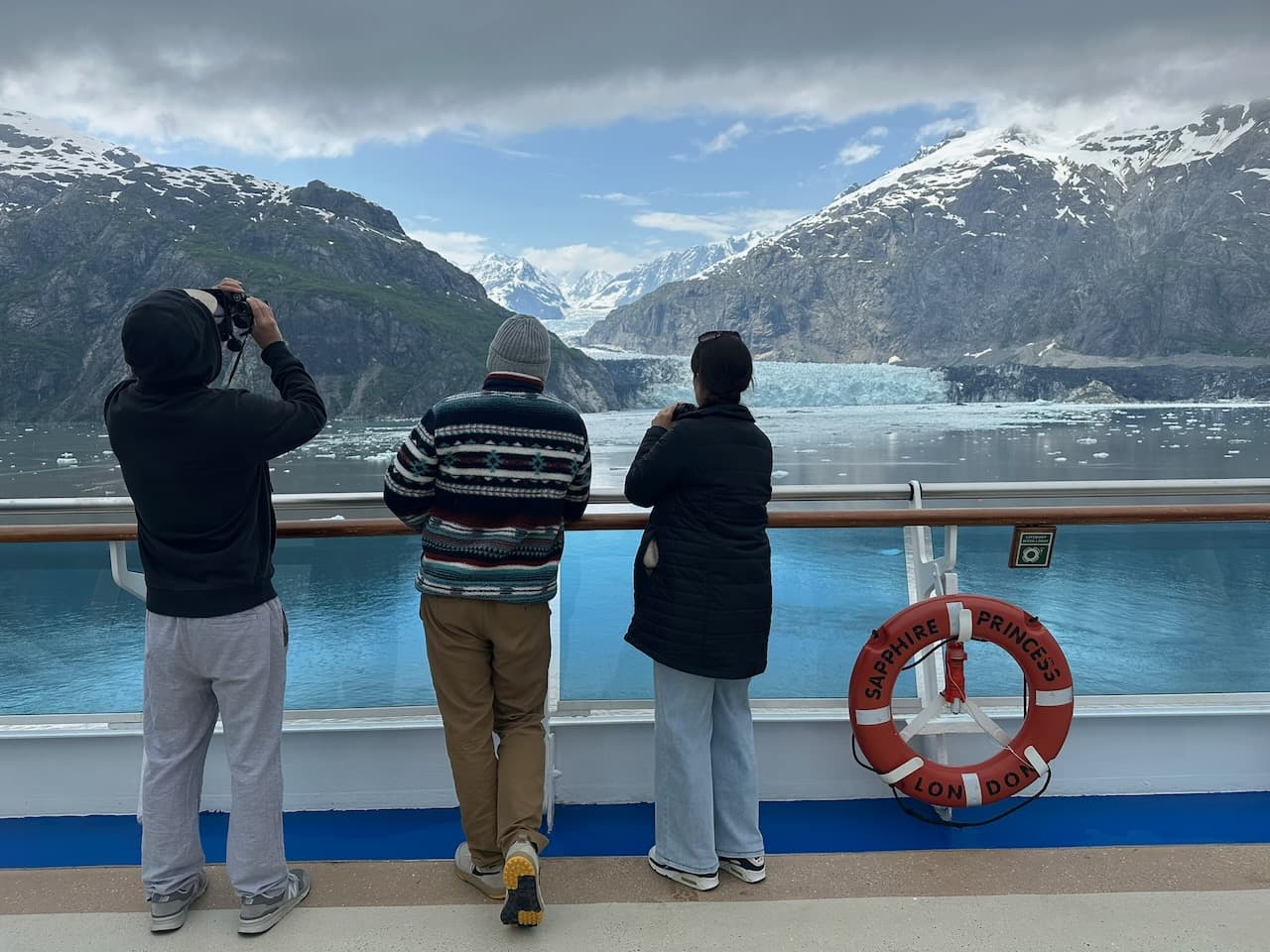 Jeff, Jason, and Melissa taking in Glacier Bay from the deck of the ship
