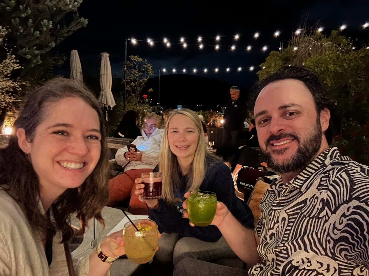Enjoying a rooftop bar with our friend, Jess, in Kyoto, Japan