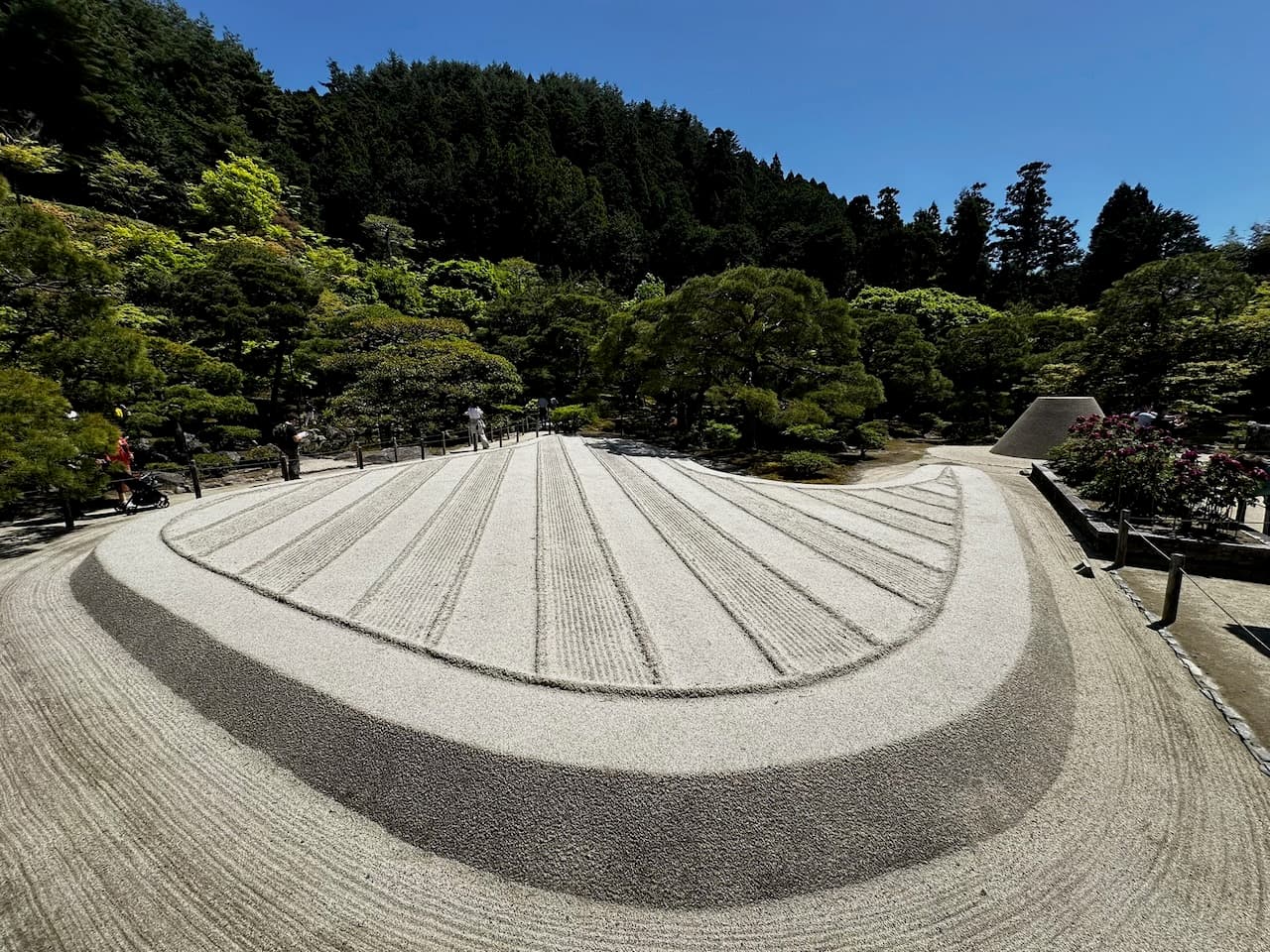 A cone of white sand symbolizing Mt. Fuji at Ginkaku-ji in Kyoto, Japan