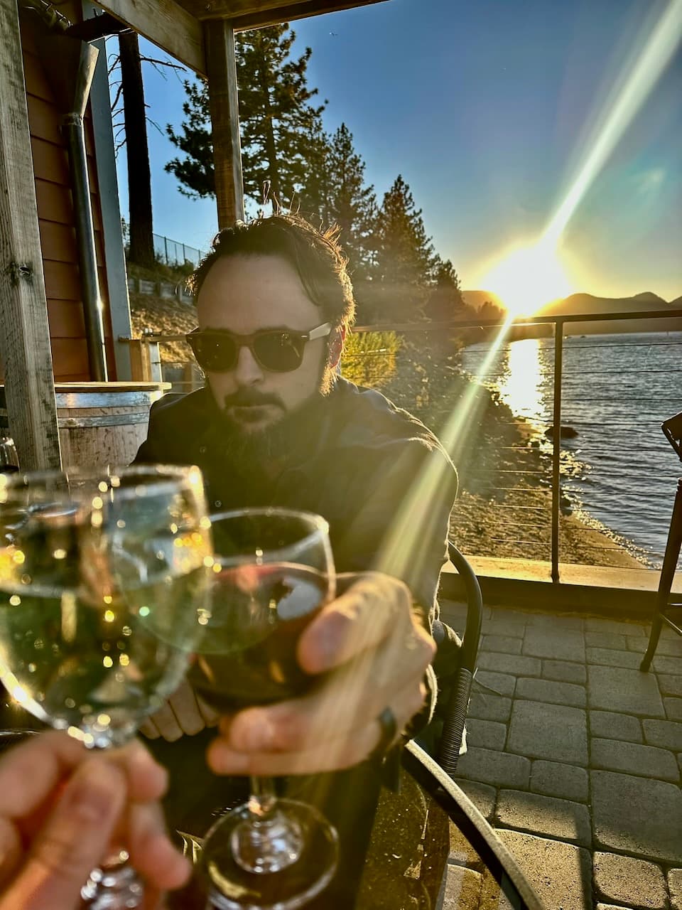 A sunset celebration of Shawn's 39th birthday at our local wine bar