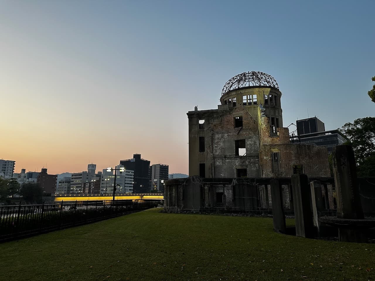 Sunset at the Atomic Bomb Dome in Hiroshima, Japan