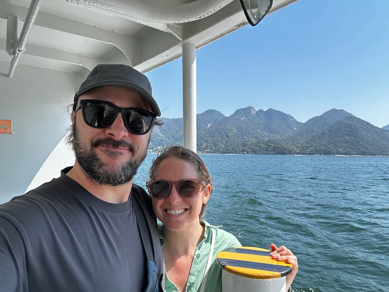 Enjoying the views on the ferry from Miyajima back to the mainland