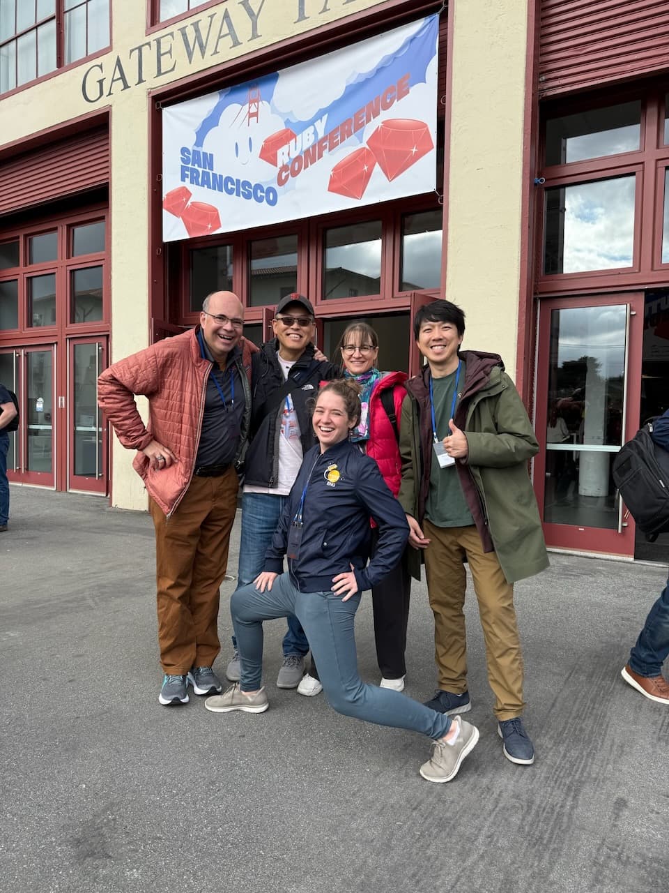 Madison at the SF Ruby Conference with friends and former co-workers from Enjoy