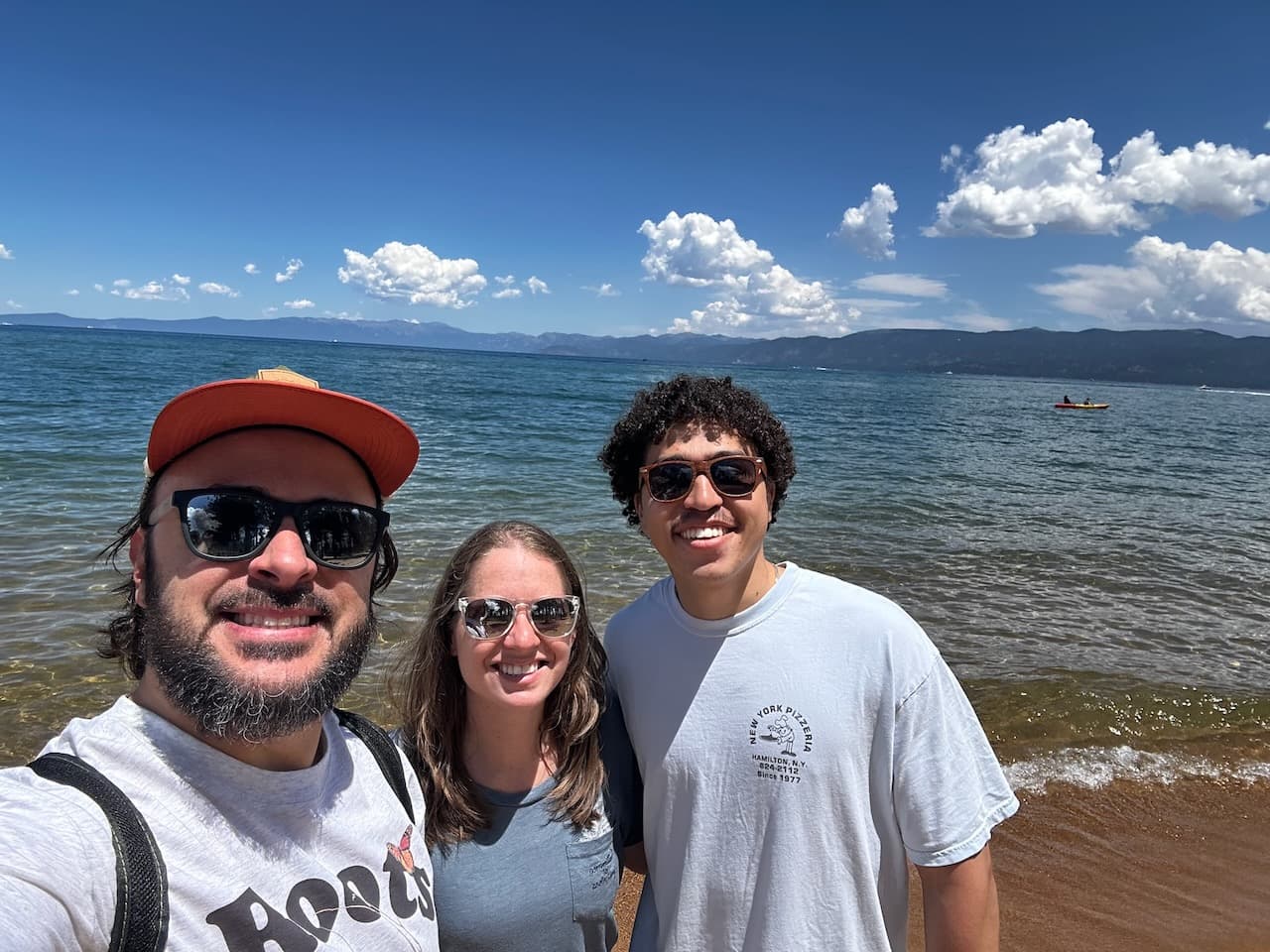 Taking our friend, Oliver, to our favorite local beach during his visit to Tahoe